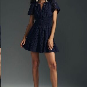 Anthropology Somerset Navy Eyelet Dress